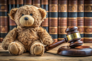 Orsetto all'interno di un'aula di tribunale 